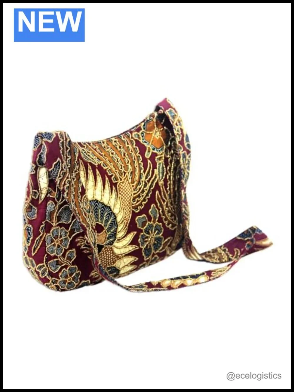 Handmade Beaded Cotton Batik Shoulder Bag